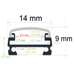 Perfil LED de superficie de 14 mm x 9 mm