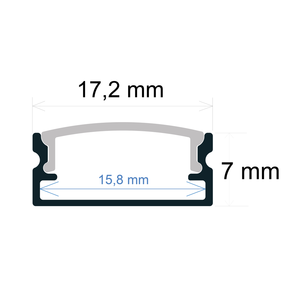 Perfil LED de superficie de 17.2 mm x 7 mm