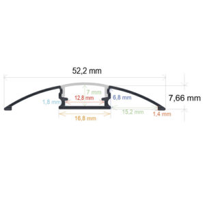 Perfil LED de superficie de 52,2 mm x 7,66 mm