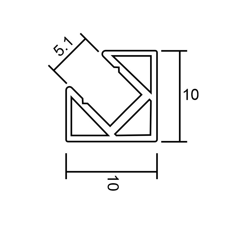 Perfil ángulo de 10x10mm de lado