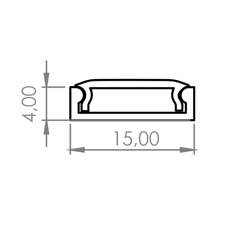 Perfil de aluminio de 15x4mm