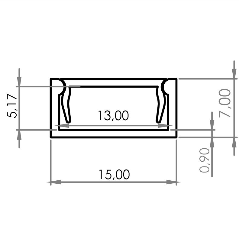 Perfil de aluminio de 15x7mm