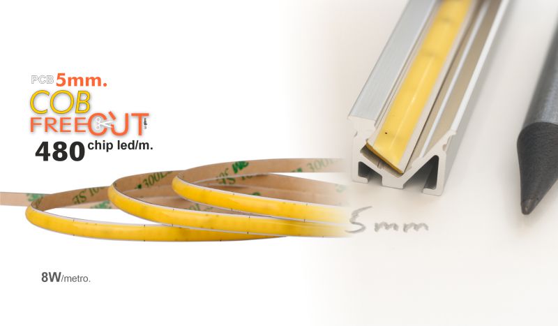 tira cob 5mm freecut 24v 8w/m