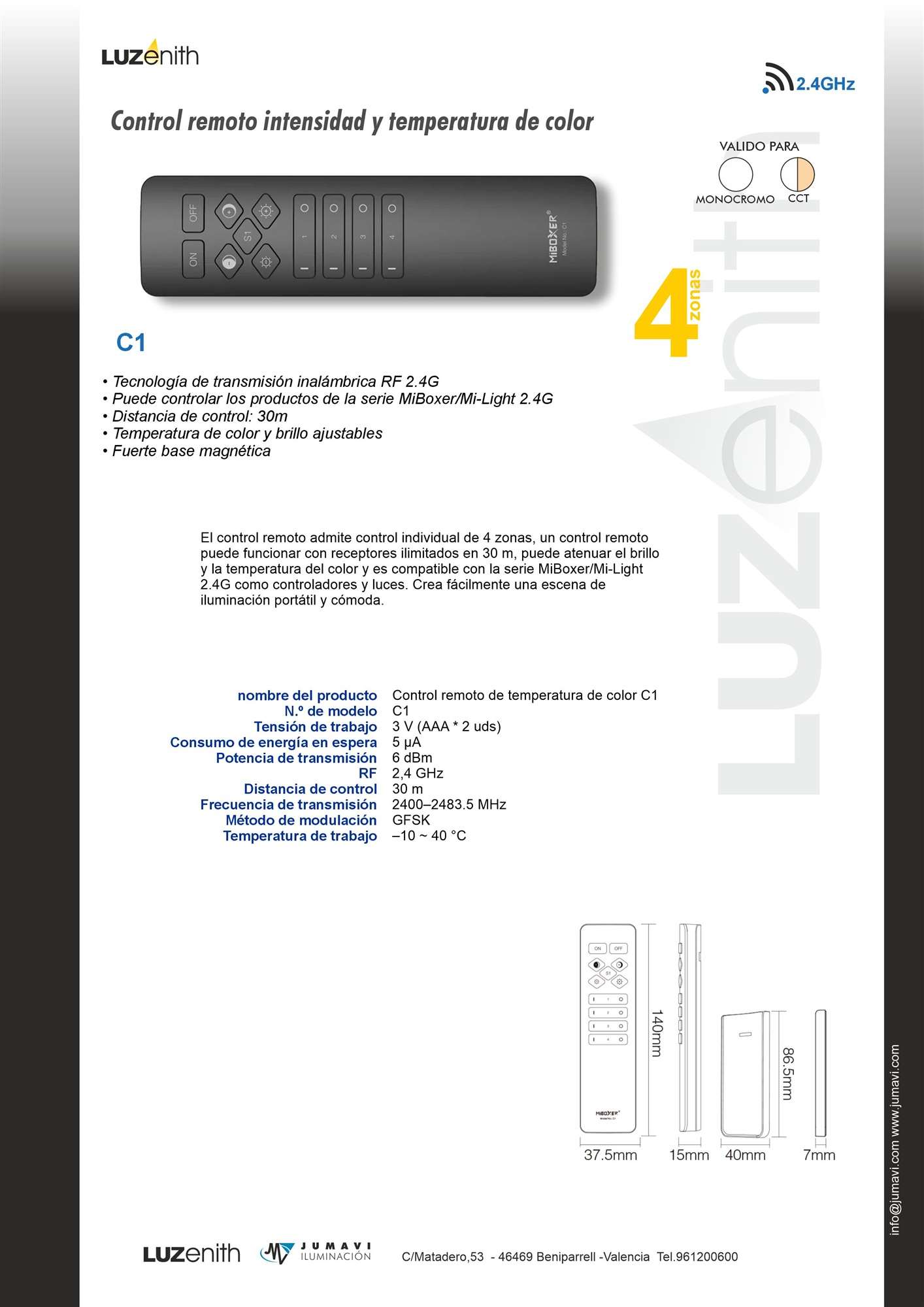 Ficha técnica de CT/RF-MBC1