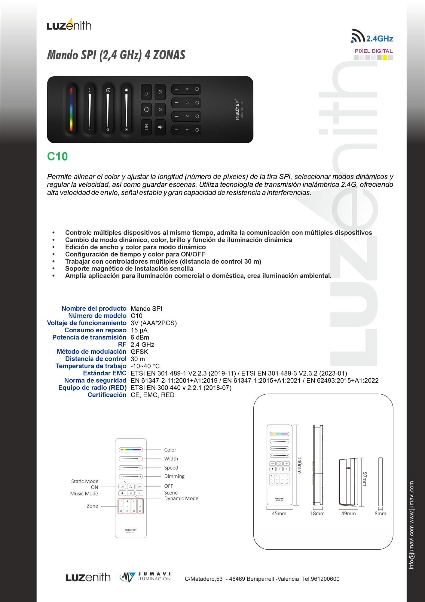 Ficha técnica de CT/RF-MBC10