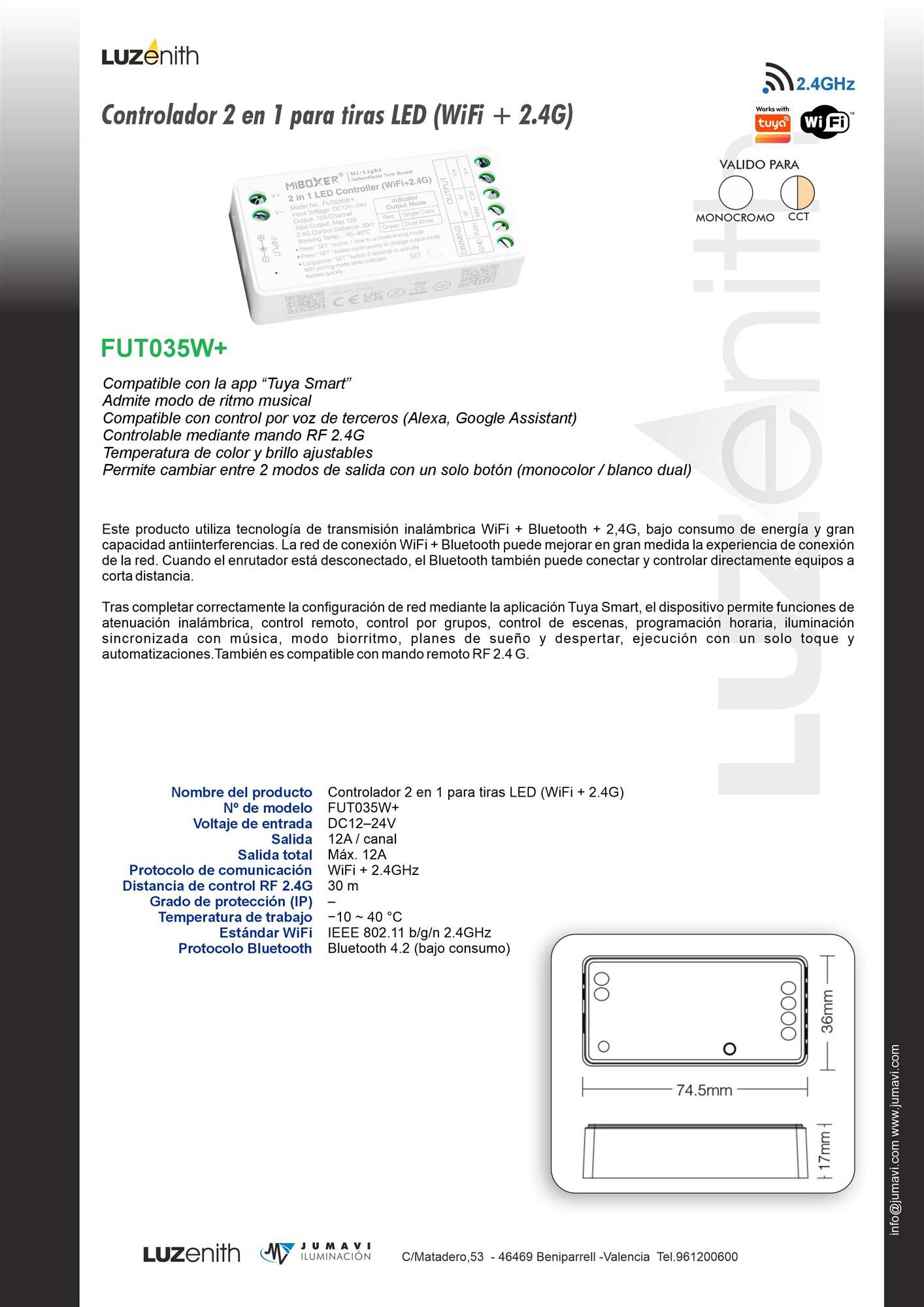 Ficha técnica de CT/W-MB035W+