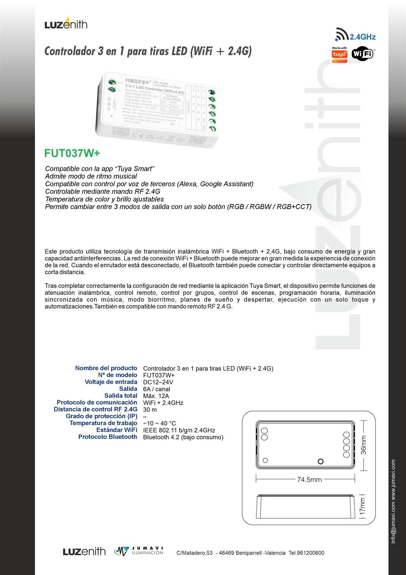 Ficha técnica de CT/W-MB037W+