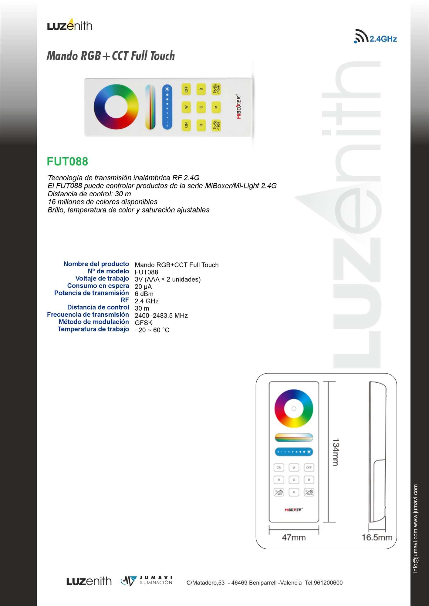 Ficha técnica de CT/RF-MBFUT088