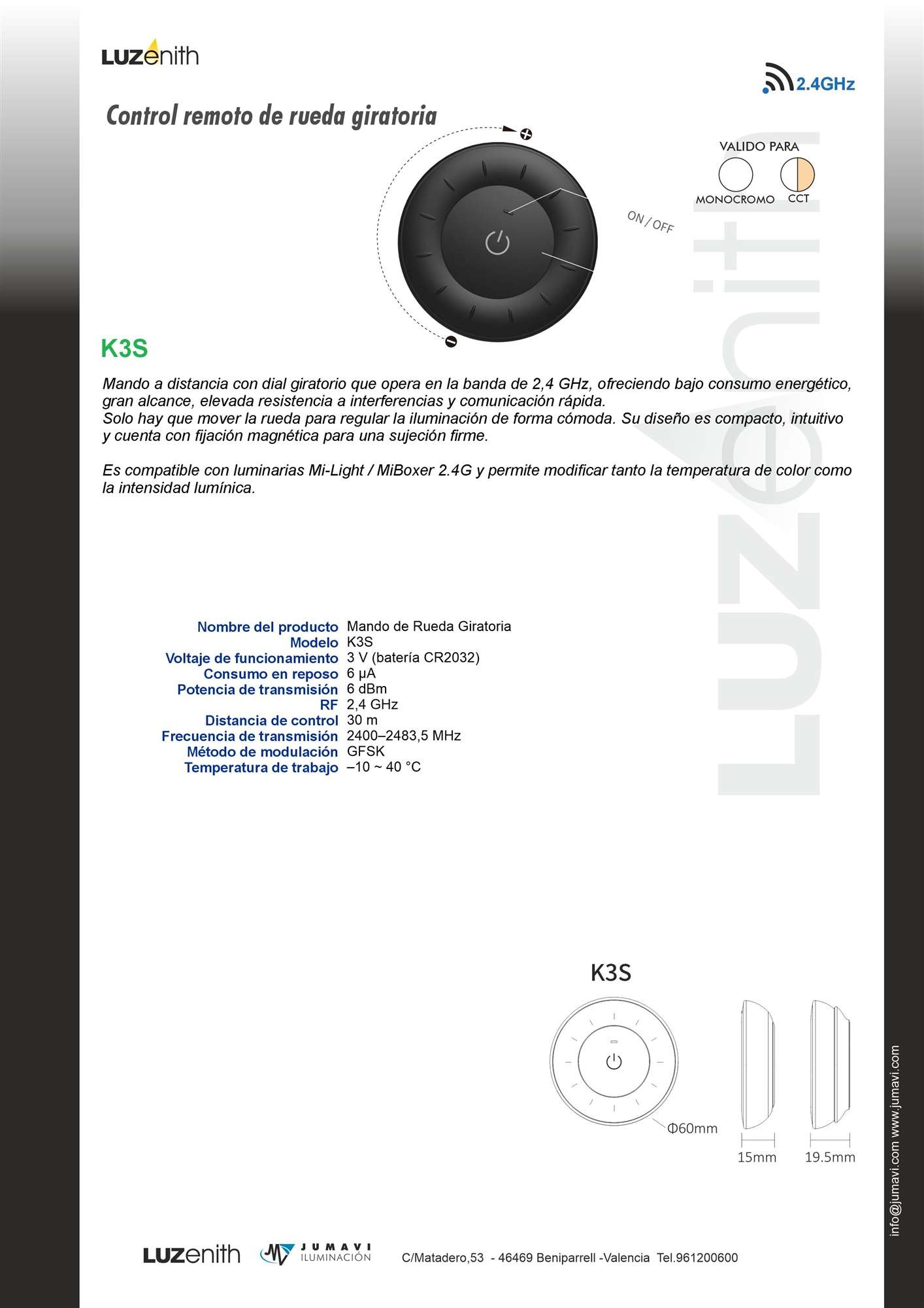 Ficha técnica de CT/RF-MBK3S