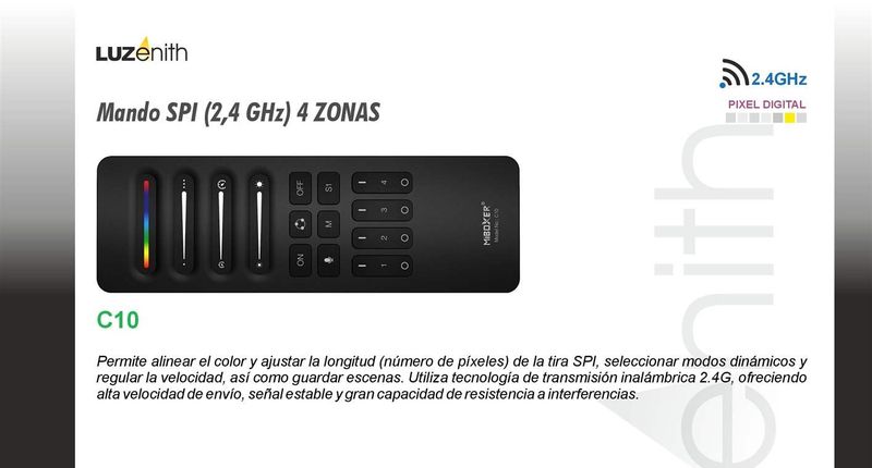 CT/RF-MBC10 · Mando para píxel SPI, 4 zonas