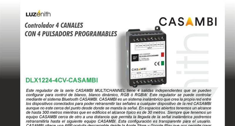 CT/-DNMINI 1CV-CASAMBI · Controlador mini 1 canal Casambi