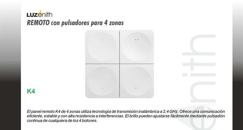 CT/RF-MBK4 · Panel de 4 zonas con pulsadores
