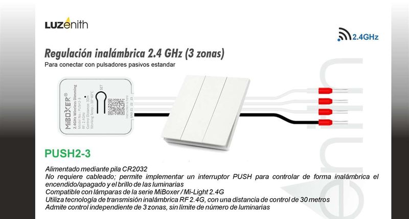 CT/RF-MBPUSH-23 · Módulo para pulsador, 3 zonas (pila)