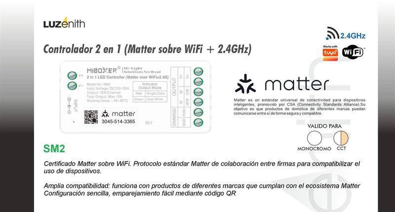CT/W-MBSM2 · Controlador 2 en 1 Matter