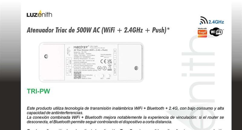 CT/W-MBTRI-PW · Atenuador TRIAC Wi-Fi en caja