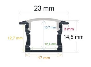 PF/i23142 · Perfil LED NEGRO de empotrar de 23 mm x 14,5 mm