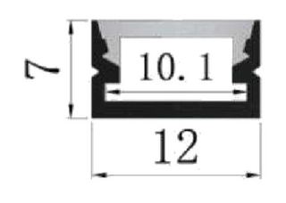 PF/OF1207 · PERFIL LED 12X7MM. PARA TIRAS ESTANDAR PCB 8MM |