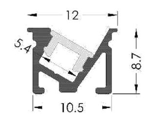 PF/OF1209 · PERFIL LED MINI EMPOTRAR 12X8.7MM TIRA EN ANG 60 empotre 10.5mm..