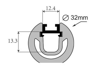 PF/OF32C · PERFIL DE SILICONA CIRCULAR CON PERFIL EXTRUSIONADO 32MM