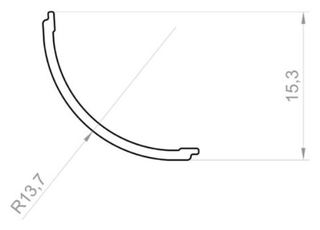 PF/TLC18 · CUBIERTA CURVADA OPAL- PARA PERFIL ESQUINA 16X16 | COMPATIBLE TL3-6