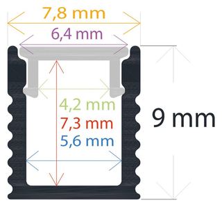 PF/i0809 · Perfil LED extrafino de superficie de 7,8 mm x 9 mm