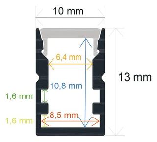 PF/i1013 · Perfil LED de superficie de 10 mm x 13 mm