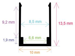 PF/i1014 · Perfil LED de 10 mm x 13,5 mm para tiras LED de neón de 8 mm se suministran c...