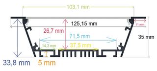 PF/i12535 · Perfil LED para empotrar de 125,15 mm x 35 mm