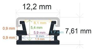 PF/i128 · Perfil LED de superficie de 12,2 mm x 7,61 mm
