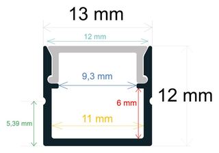 PF/i1311 · Perfil LED de superficie 13 mm x 12 mm