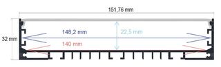 PF/i15032 · Perfil LED de superficie con opción colgante de 151,76 mm x 32 mm