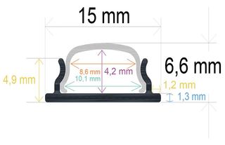PF/i1507 · Perfil LED de superficie de 15 mm x 6,6 mm