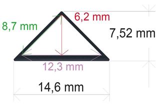 PF/i1508 · Perfil triangular de 14,57 mm x 7,4 mm
