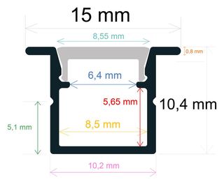 PF/i1510 · Perfil LED para empotrar 15 mm x 10,4 mm