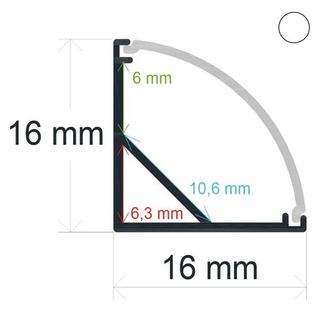 PF/i16151 · Perfil LED BLANCO esquina con el difusor curvo 16 mm X 16 mm