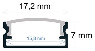 PF/i1707 · Perfil LED de superficie de 17.2 mm x 7 mm