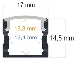 PF/i1714 · Perfil LED de superficie de 17 mm x 14,5 mm