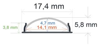 PF/i1806 · Perfil LED flexible de superficie de 17,4 mm x 5,8 mm