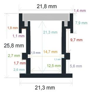 PF/i2226 · Perfil LED empotrable en el suelo de exteriores 21,8 mm x 25,8 mm