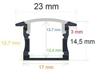 PF/i2314 · Perfil LED de empotrar de 23 mm x 14,5 mm