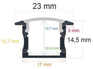 PF/i23141 · Perfil LED BLANCO de empotrar de 23 mm x 14,5 mm