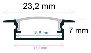 PF/i2407 · Perfil LED de empotrar de 23,2 mm x 7 mm