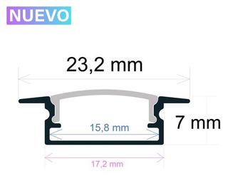PF/i24072 · Perfil LED NEGRO de empotrar de 23,2 mm x 7 mm