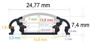 PF/i2507 · Perfil LED de superficie de 24,77 mm x 7,4 mm