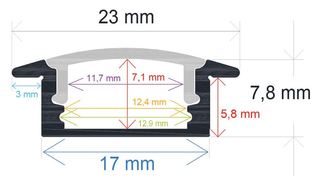 PF/i2508 · Perfil LED empotrable de 23 mm x 7,8 mm