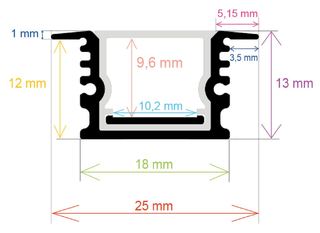 PF/i2513 · Perfil LED empotrable impermeable IP65 de 25 mm x 13mm
