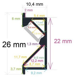 PF/i2610 · Perfil LED para muebles especialmente de cocina de 26 mm x 10,4 mm