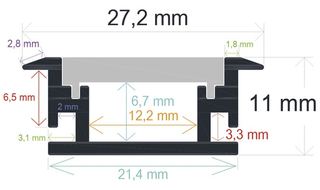 PF/i2711 · Perfil LED empotrable en el suelo de exteriores de 27,2 mm x 11 mm