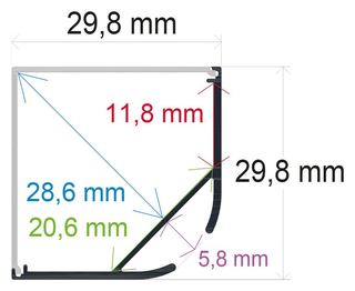 PF/i2930 · Perfil LED colgante con difusor en ángulo recto de 29,8 mm x 29,8 mm