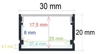 PF/i3021 · Perfil LED de superficie de 30 mm x 20 mm
